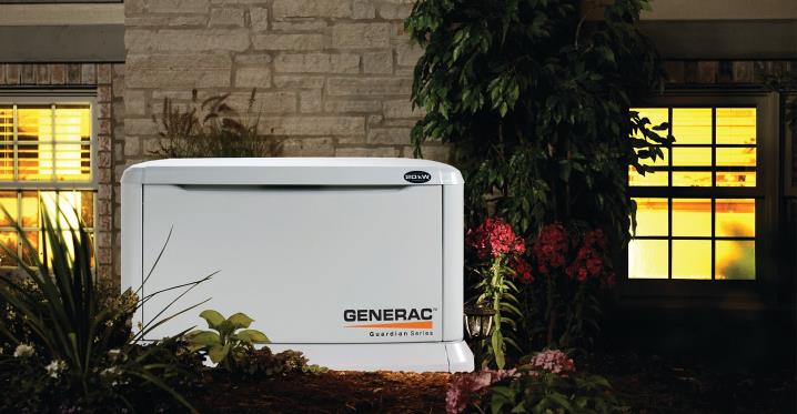 A Generac Guardian Installed Outside a Home Providing Power During and Outage