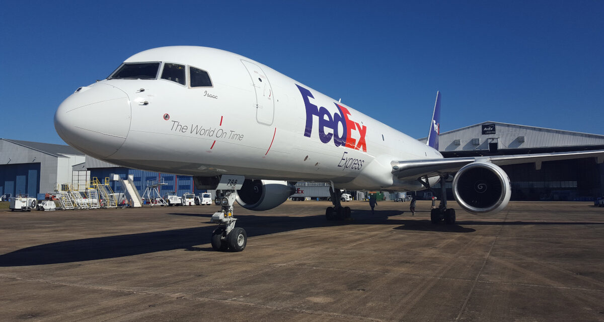 A FedEX jet aircraft parked on the Tarmac