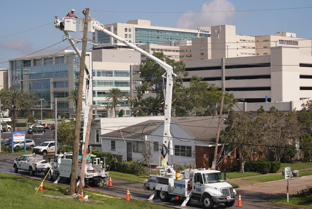 Entergy Corporation Utility Crew Works to Restore Power to Ochsner Medical Center