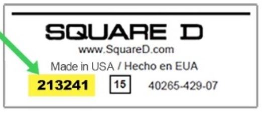 Schneider Electric QO Plug-On Neutral Load Center Recall Notice Date Code Location
