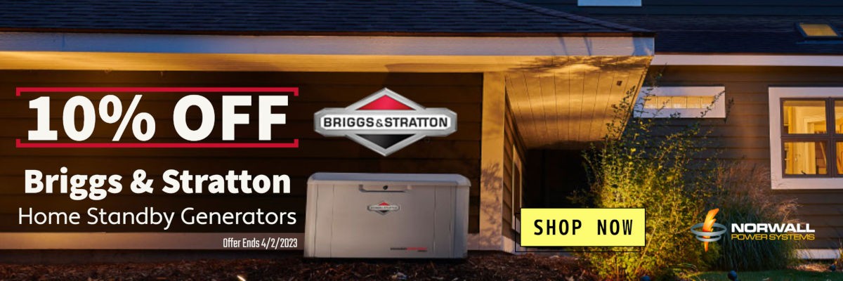 Briggs & Stratton 10% Off Home Standby Generator Promotion at Norwall Banner