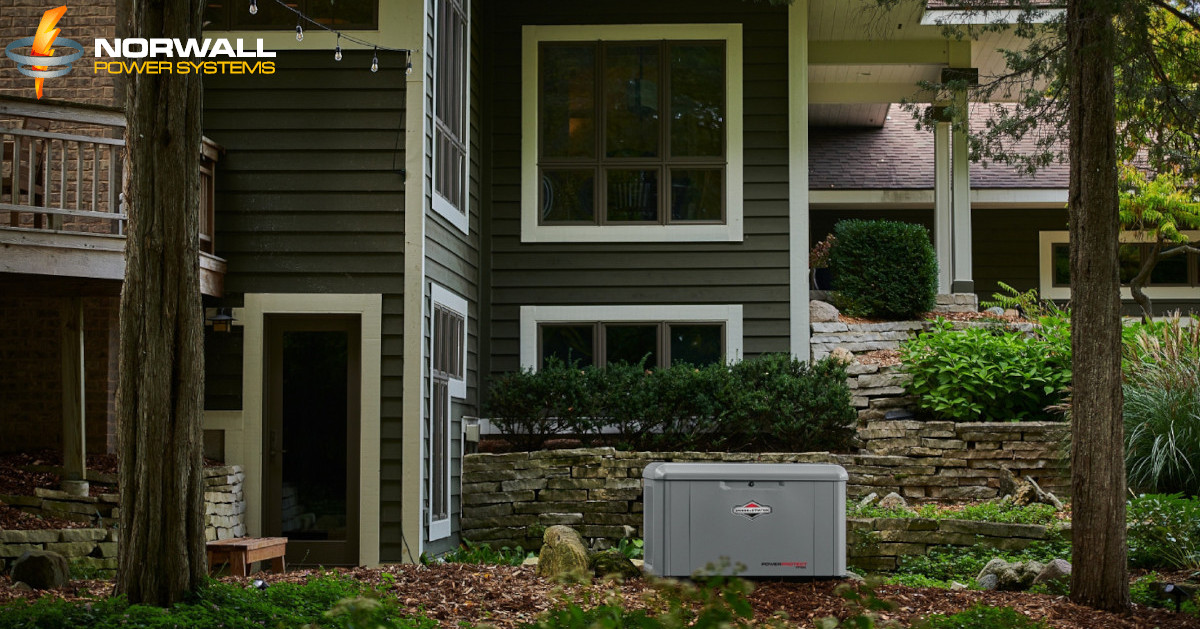 Briggs and Stratton Home Standby Generator Installed in a Backyard