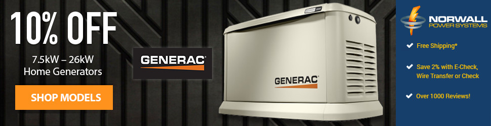 Generac 7.5kW to 26kW 10% Off Sale August 28 to September 11, 2023