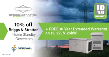 Briggs & Stratton Black Friday Promotion 10% Off Briggs & Stratton Home Standby with 7-Year Warranty at Norwall PowerSystems